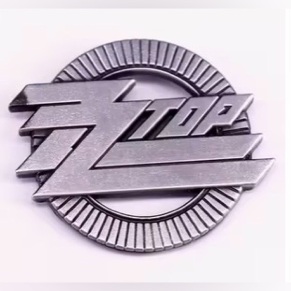 ZZ Top Silver Metal Logo Pin Brooch- Heavier Pin with 2 Pin Backs NEW